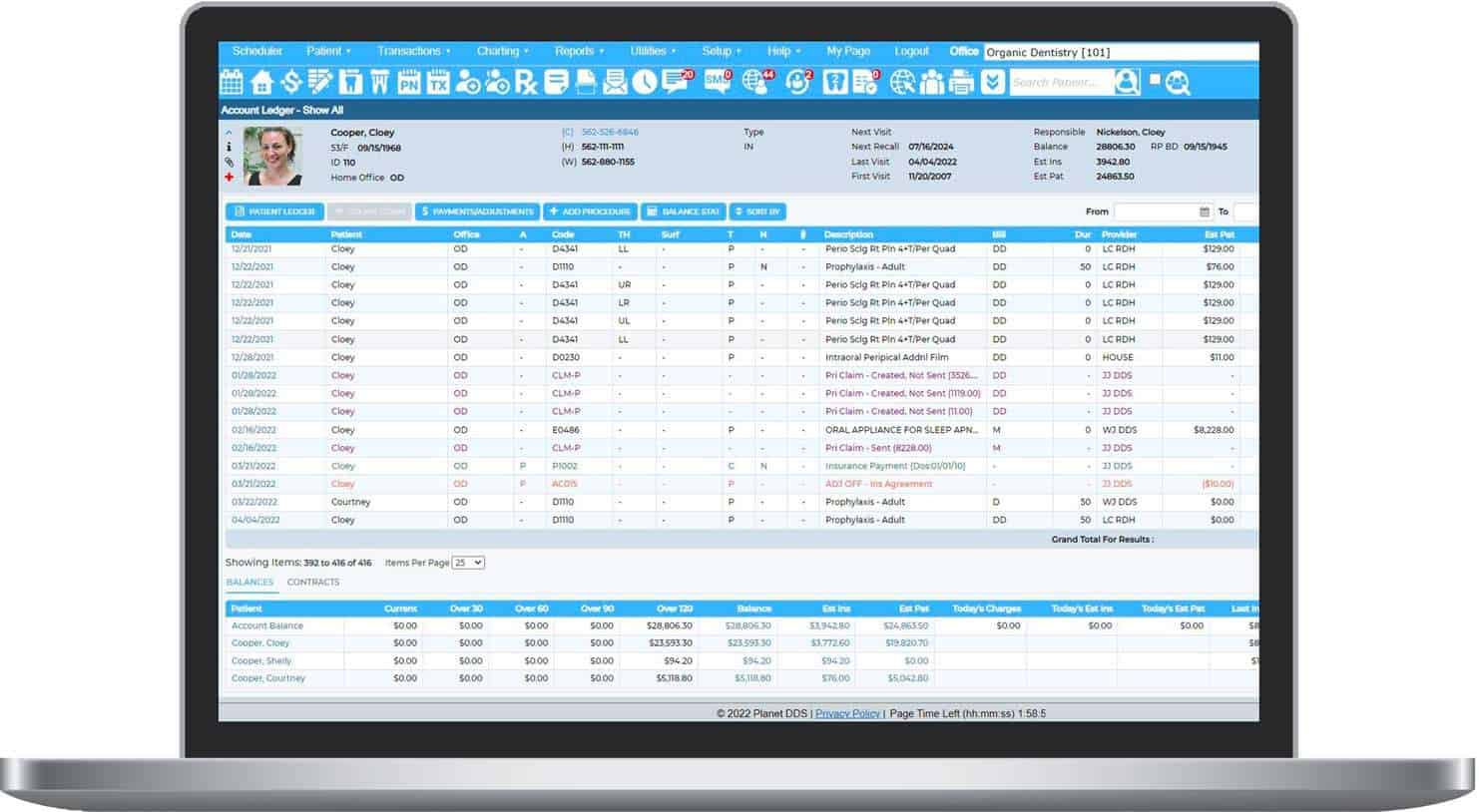 Denticon screenshot on a laptop