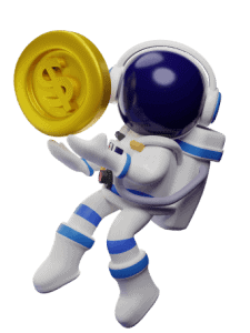 Astronaut holding a coin